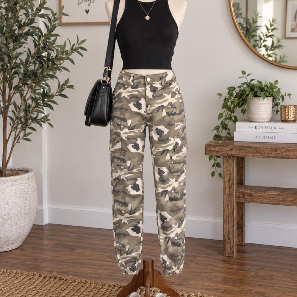 Camo Cargo Jogger Pants – No Brand/Size Tag
